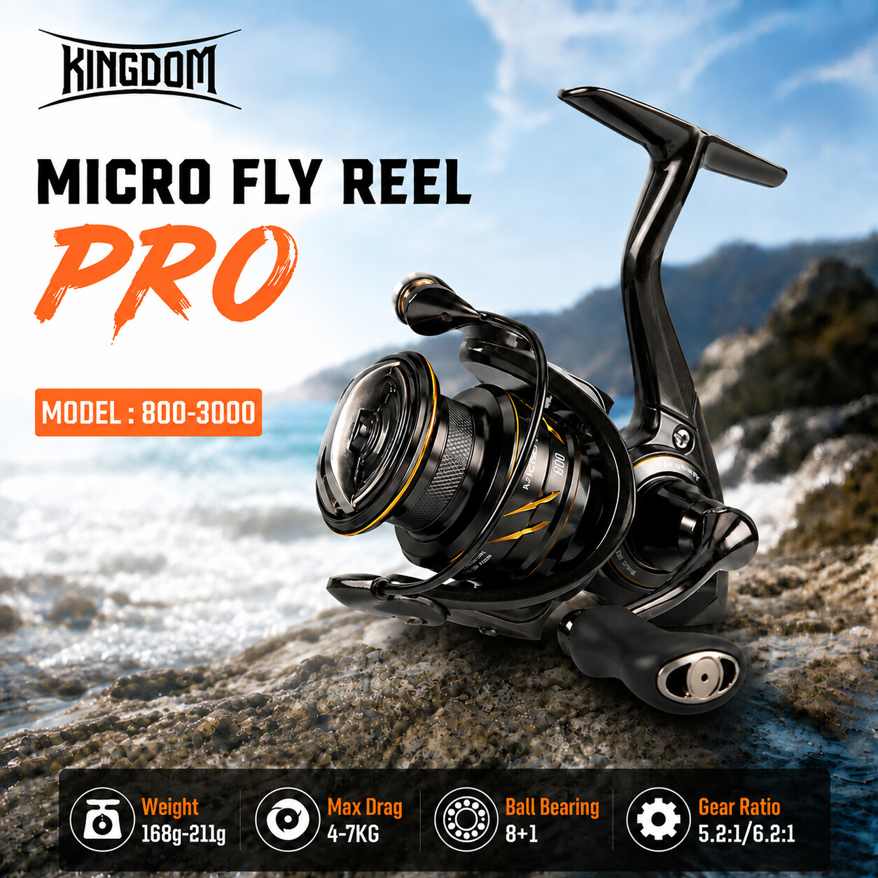 Abu Garcia Reel Max - Carrete de Pesca Kingdom Micro Fly